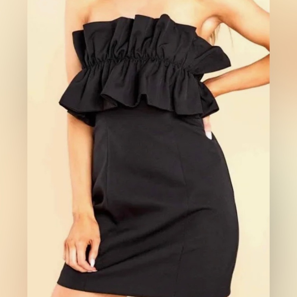 Do+Be Strapless Ruffle mini dress